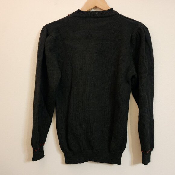 VTG Handknit Mock Neck Sweater Wool Size M Flower Ribbon Whimsical Fairy Grunge - Picture 12 of 16